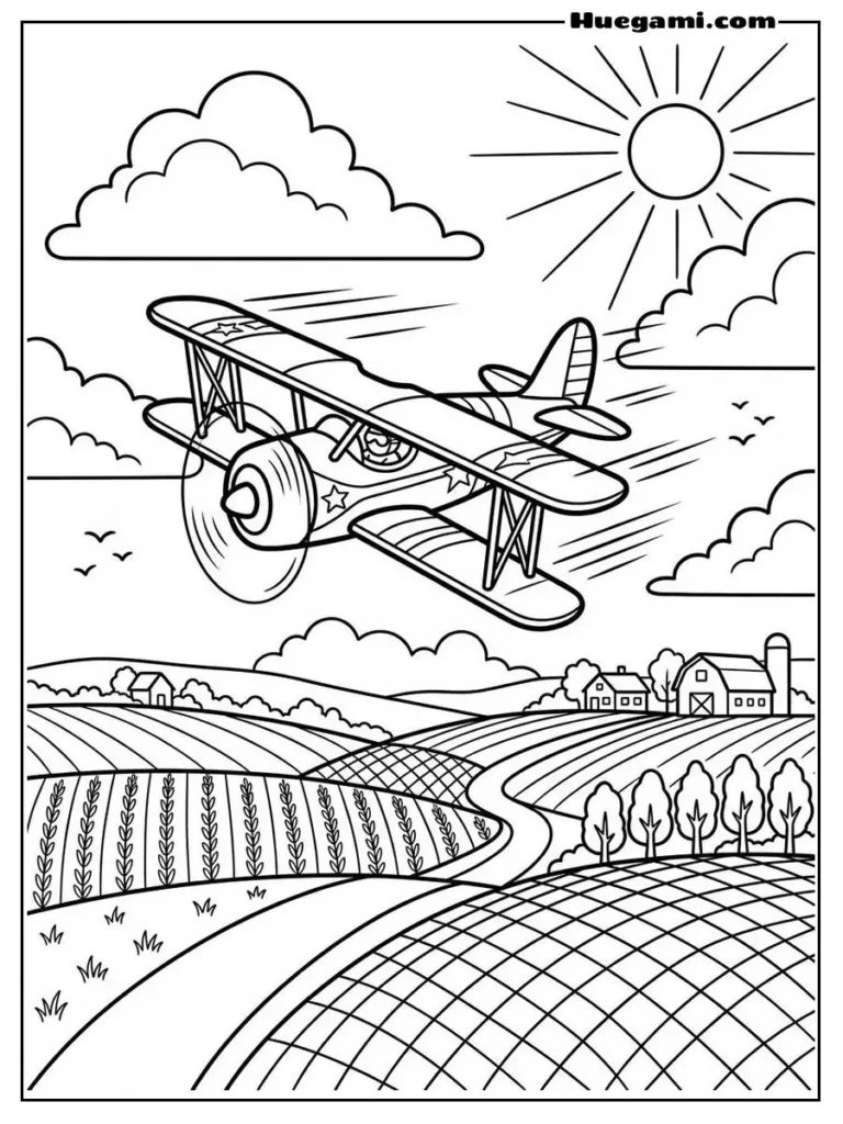 A Biplane Flying At High