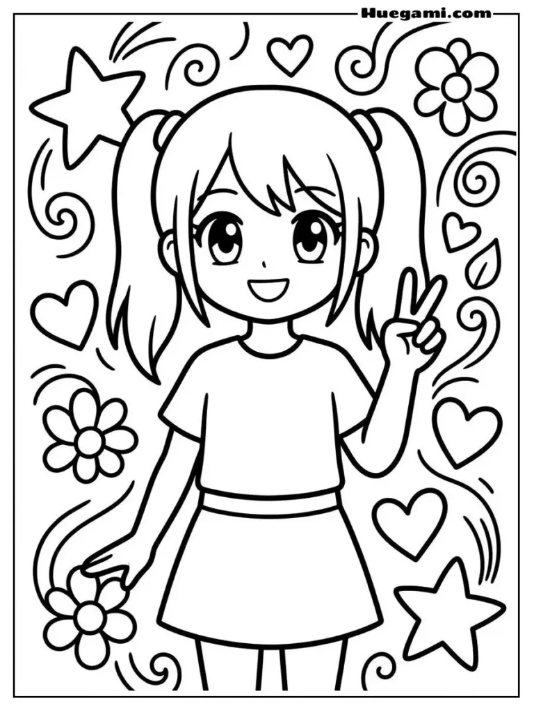 Anime Girl Peace Sign