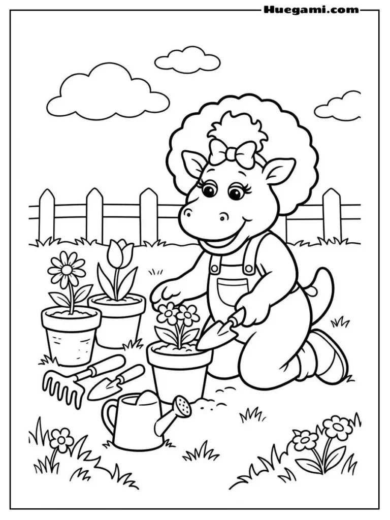 Baby Bop Gardening With Flower