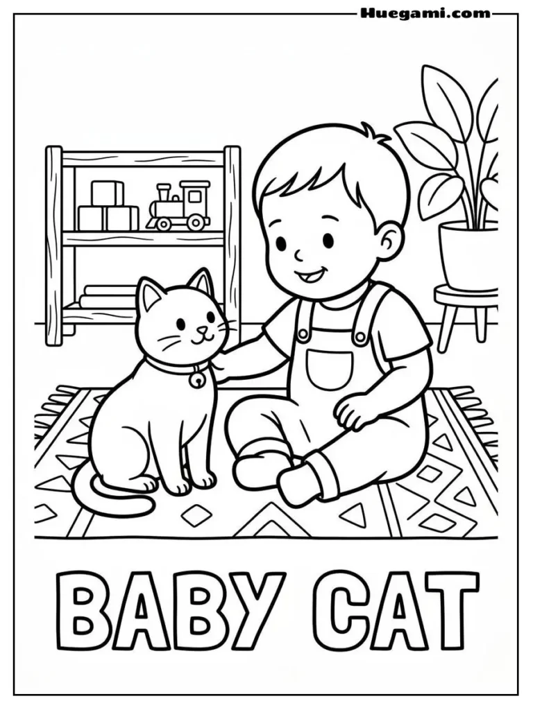 Baby Playing With A Cat