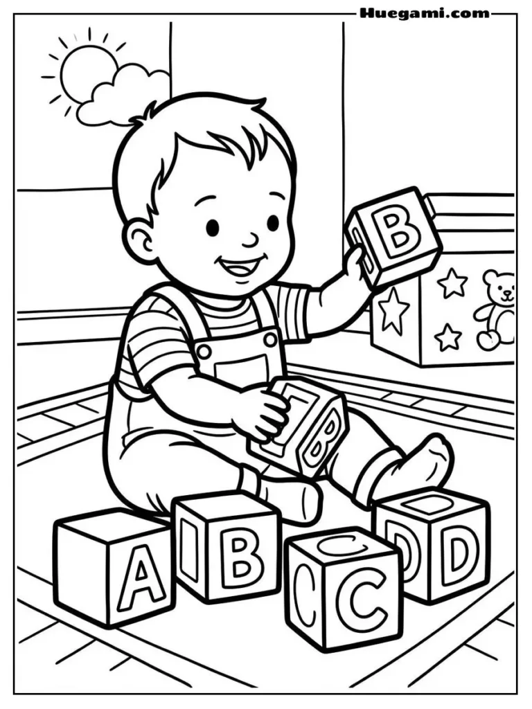 Baby Playing With Abc Letter Blocks
