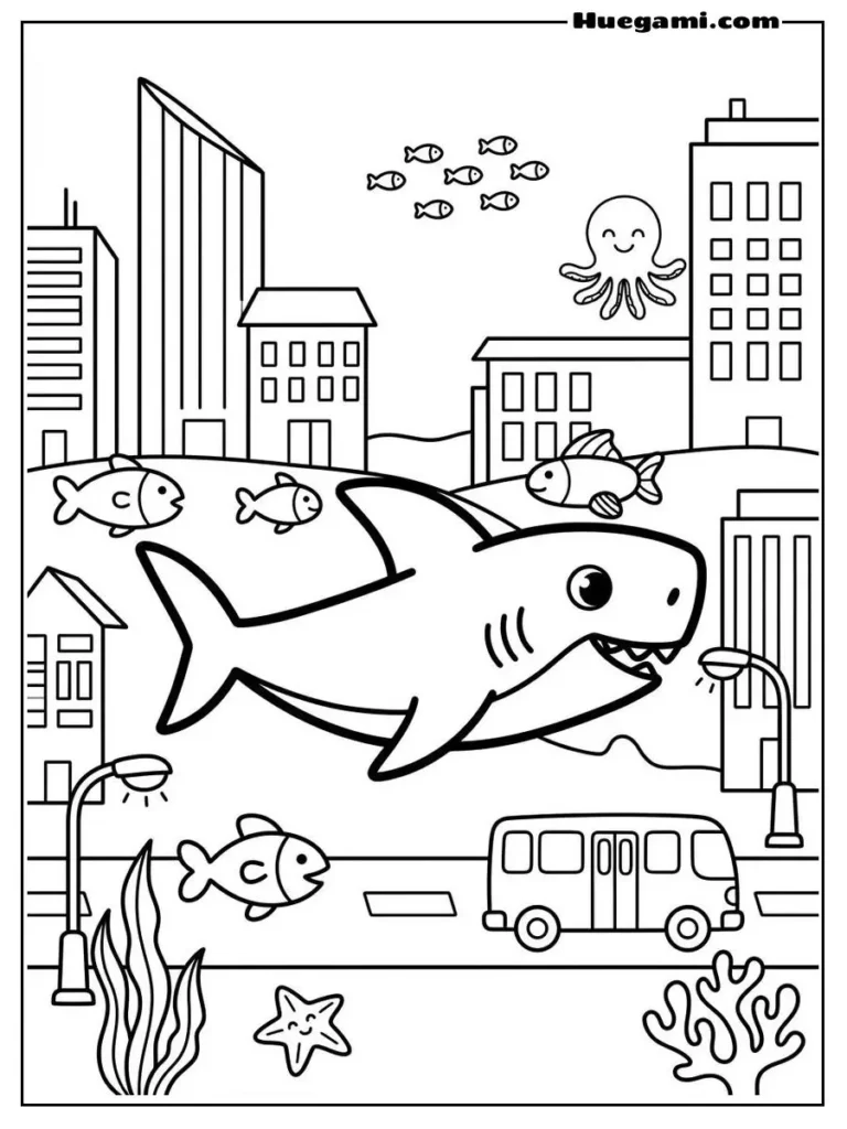 Baby Shark Swimming Through The City