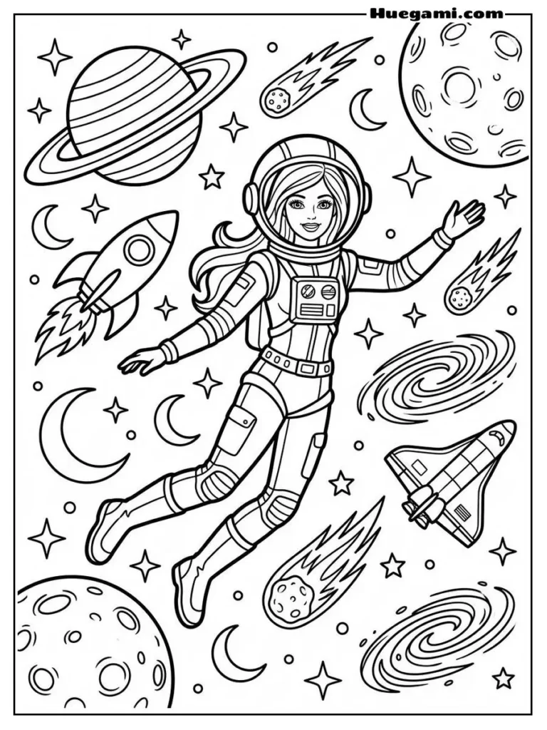 Barbie Astronaut In Space Illustration