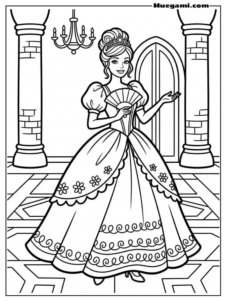 Barbie Attending A Royal Ball Illustration