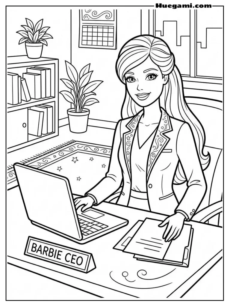 Barbie CEO With Laptop Illustration