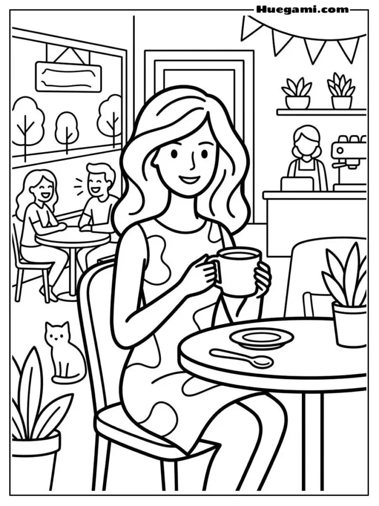 Barbie Enjoying Coffee Illustration