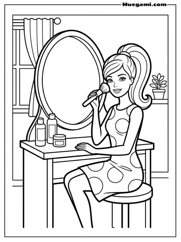 Barbie Holding A Makeup Brush Illustration