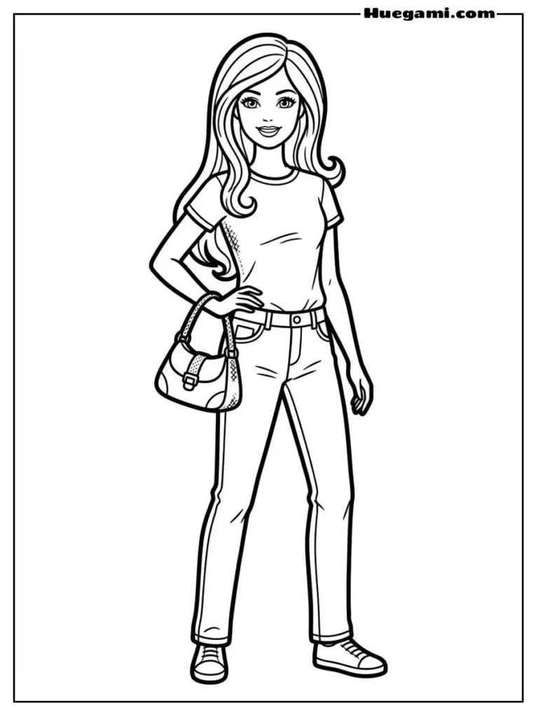 Barbie Holding Handbag Fashion Pose Illustration
