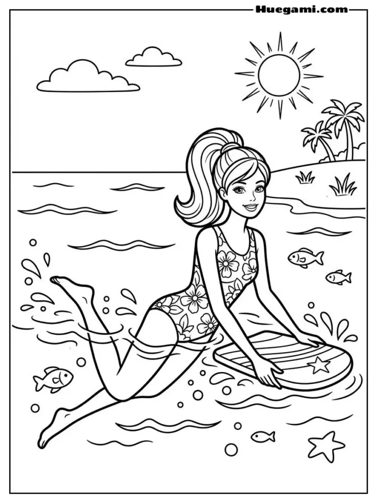 Barbie In Floral Swim Wear
