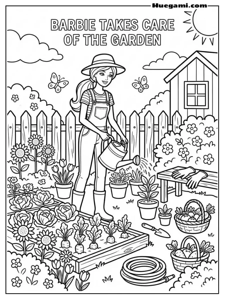 Barbie Takes Care Of The Garden Illustration