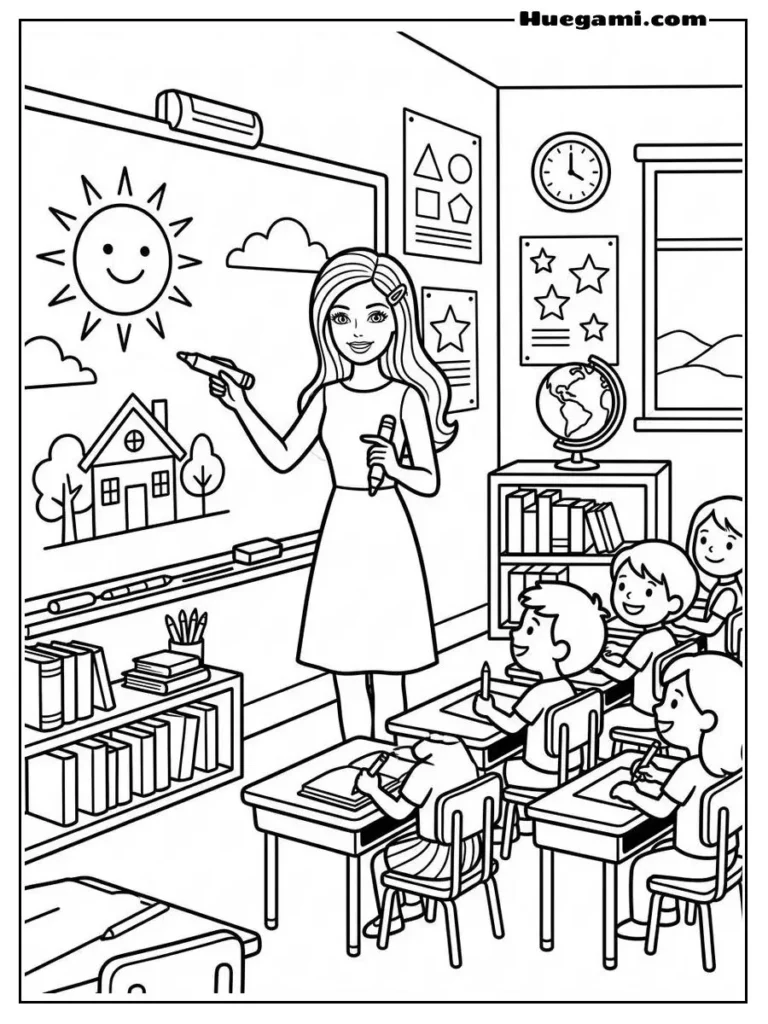 Barbie Teacher In The Classroom Illustration