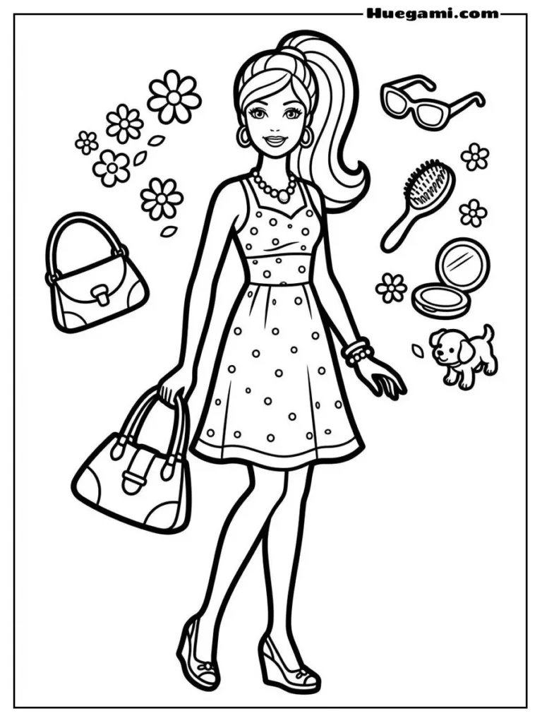 Barbie With Accessories Illustration