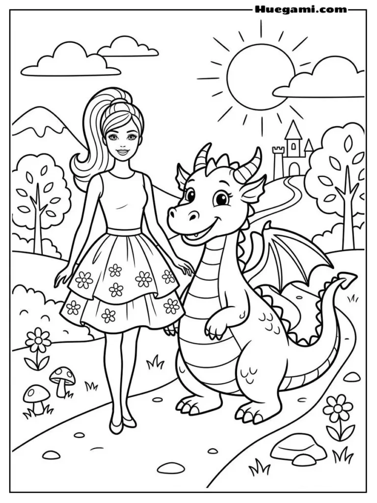 Barbie With Dragon Friend Illustration
