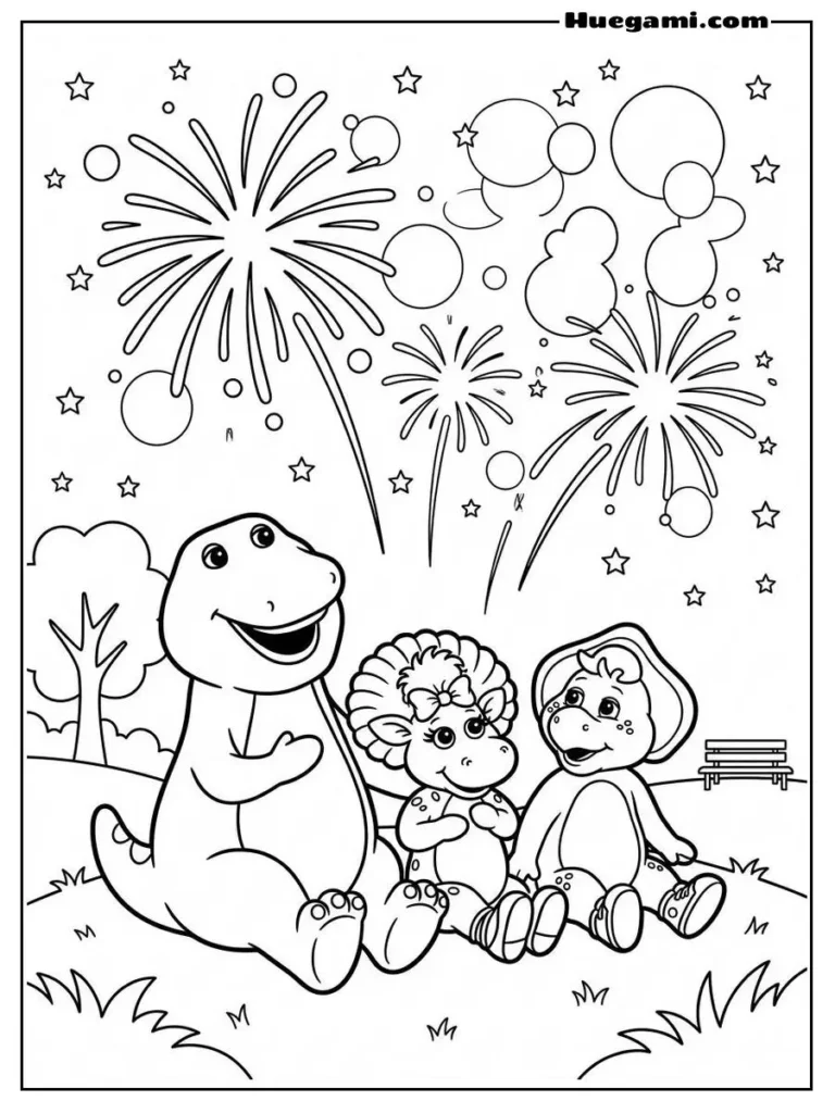 Barney And Friends Watching Fireworks