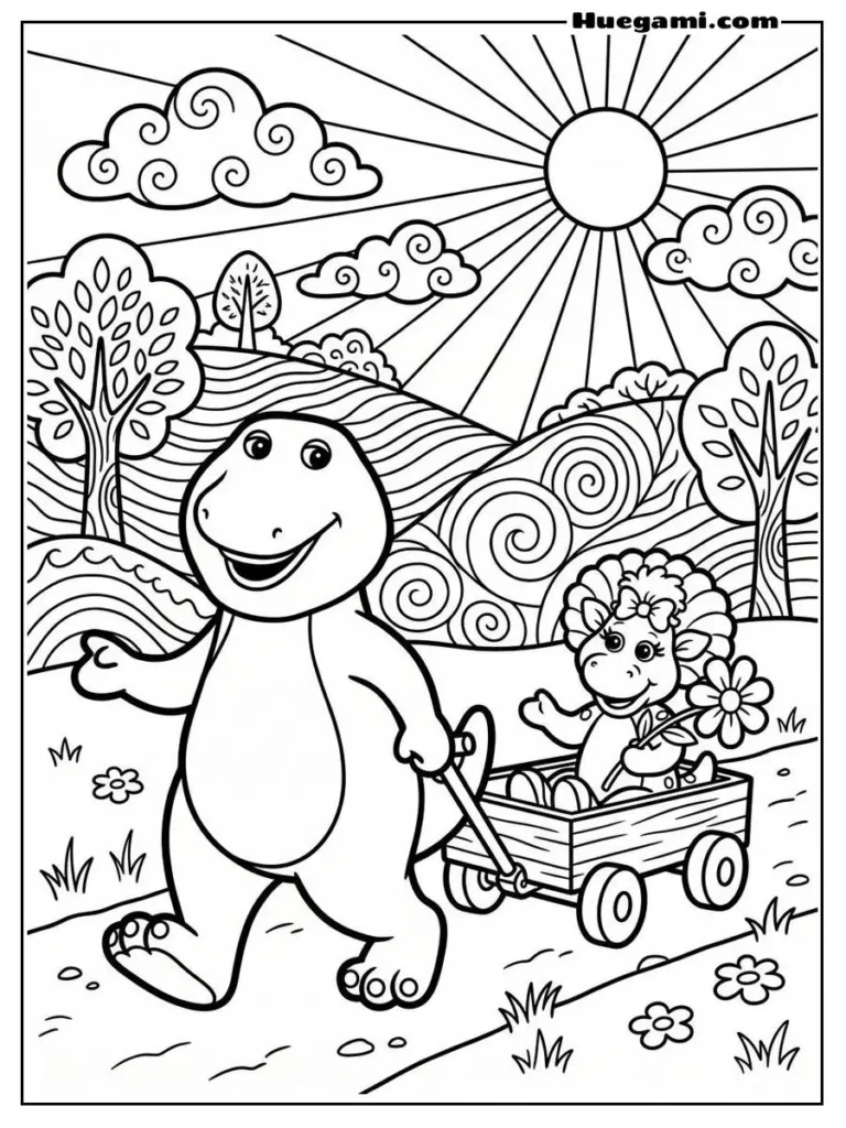 Barney Pulling Baby Bop