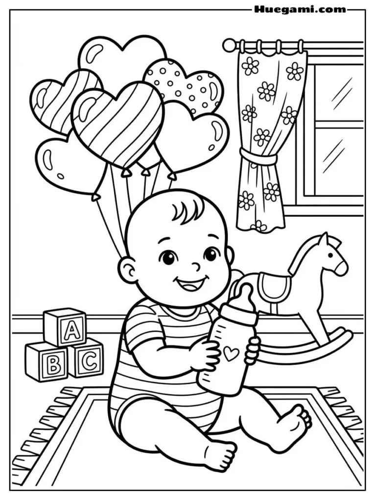 Happy Baby Holding Milk Bottle
