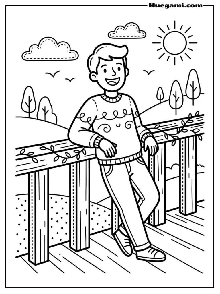 Smiling Person Leaning On Railing