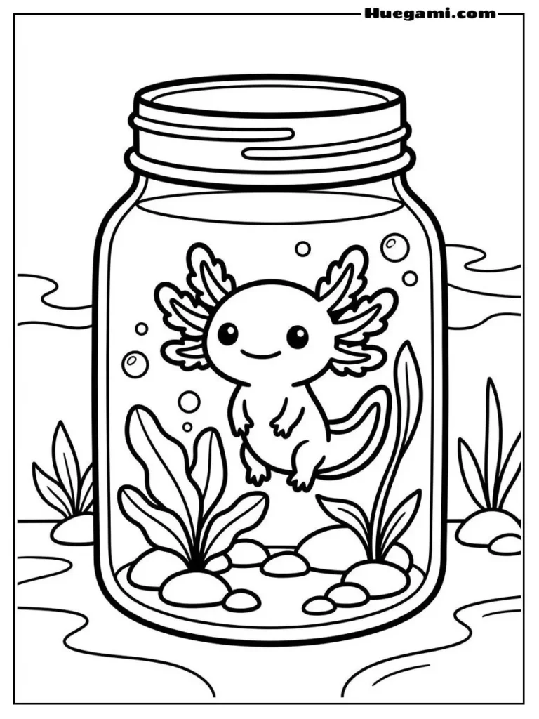 Tiny Axolotl Sitting Inside A Jar