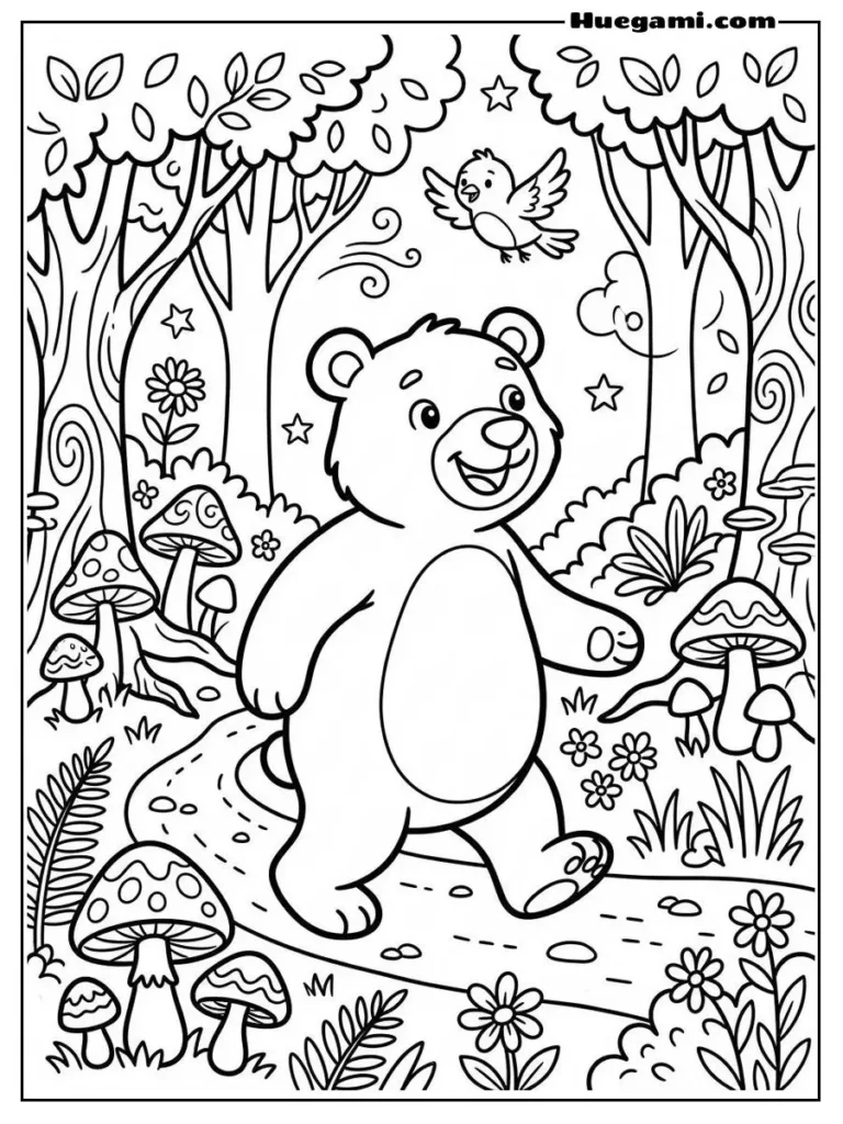 A Big Happy Bear Walking