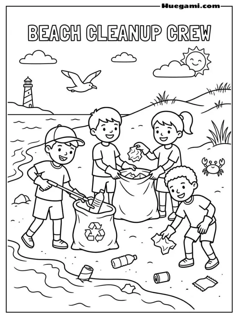 Beach Cleanup Crew Illustration