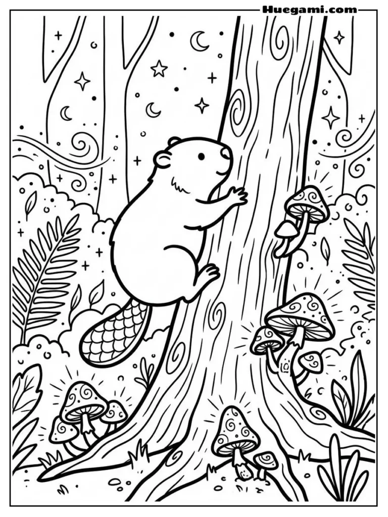 Beaver Climbing A Tree