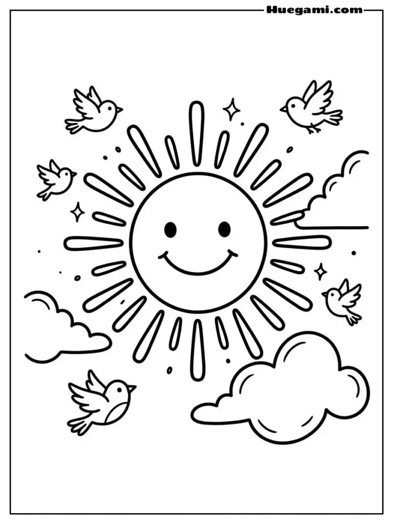 Cheerful Sun With Birds 1