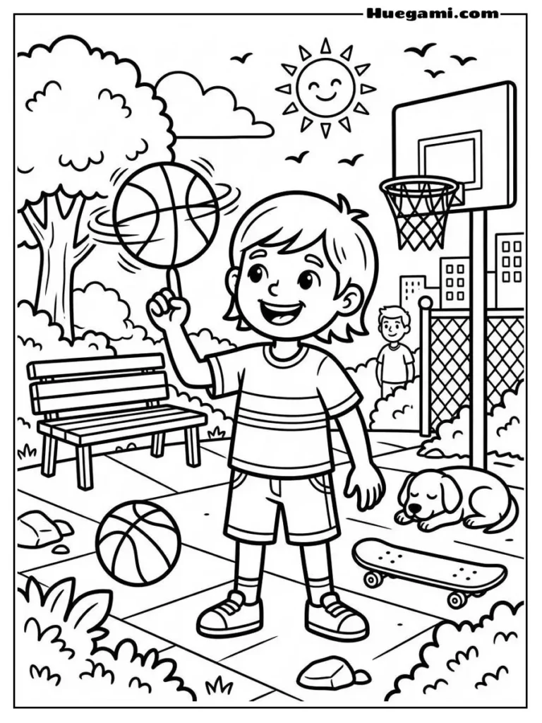 Child Spinning Basketball On Finger