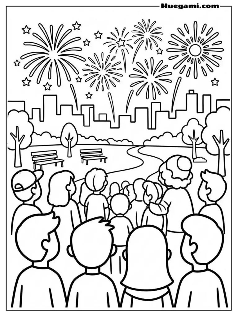 Crowd Watching Fireworks