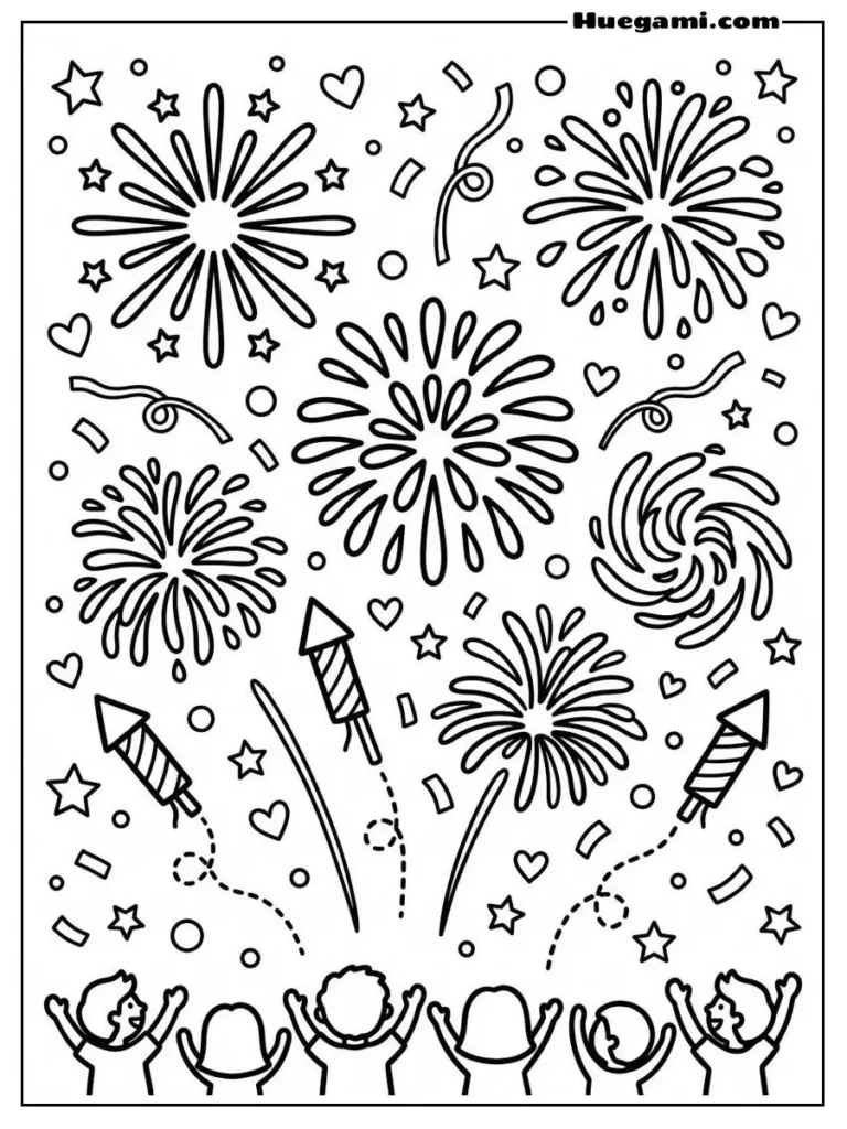 Fireworks And Rockets Bursting In Celebration