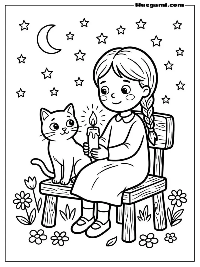 Girl With Candle Illustration 1