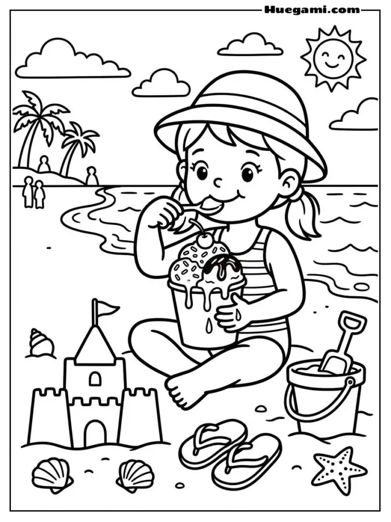 Ice Cream On The Beach Illustration