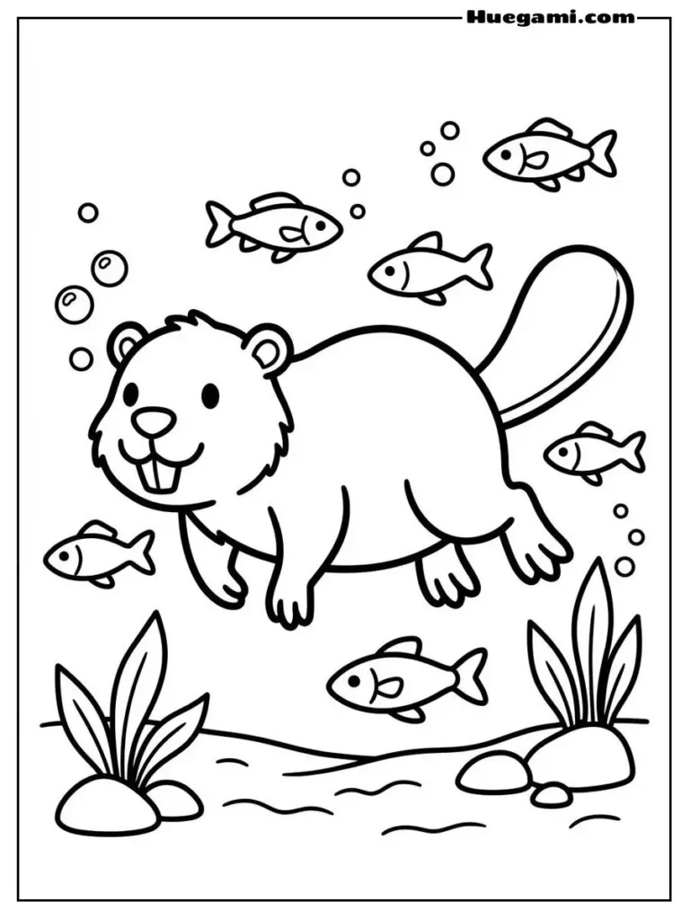 Of An Underwater Beaver Swimming