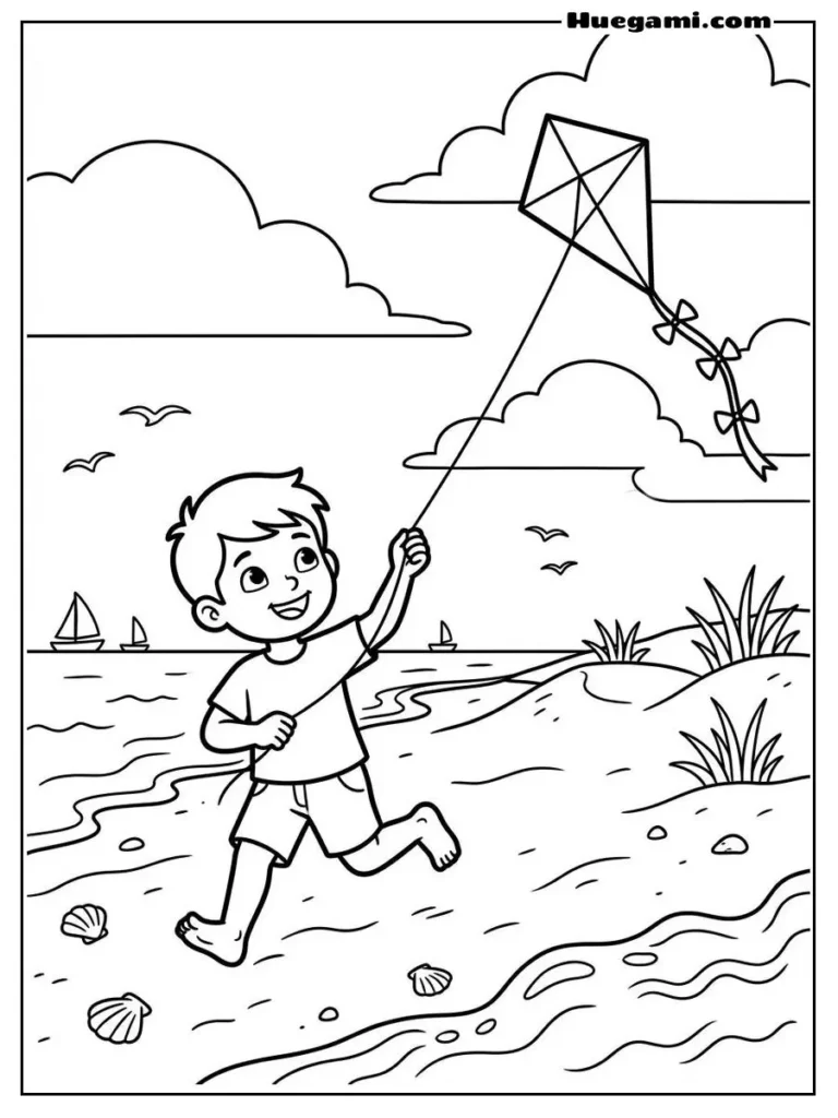 Running With A Kite Illustration
