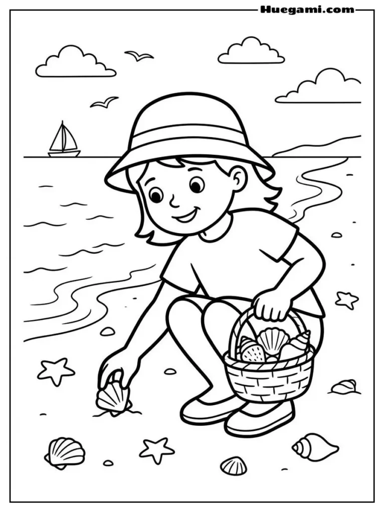 Shell Collecting Fun Illustration