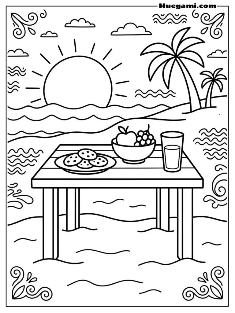 Summer Snacks Table Illustration