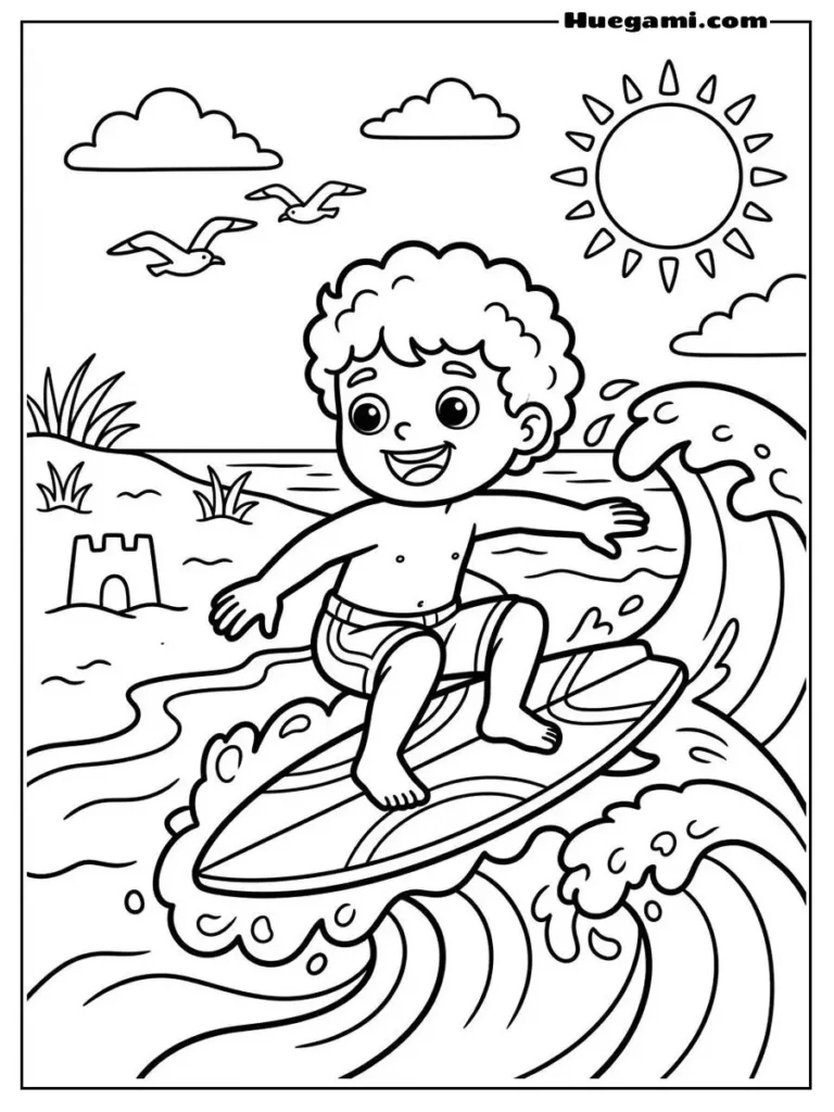 Surfing The Waves Illustration