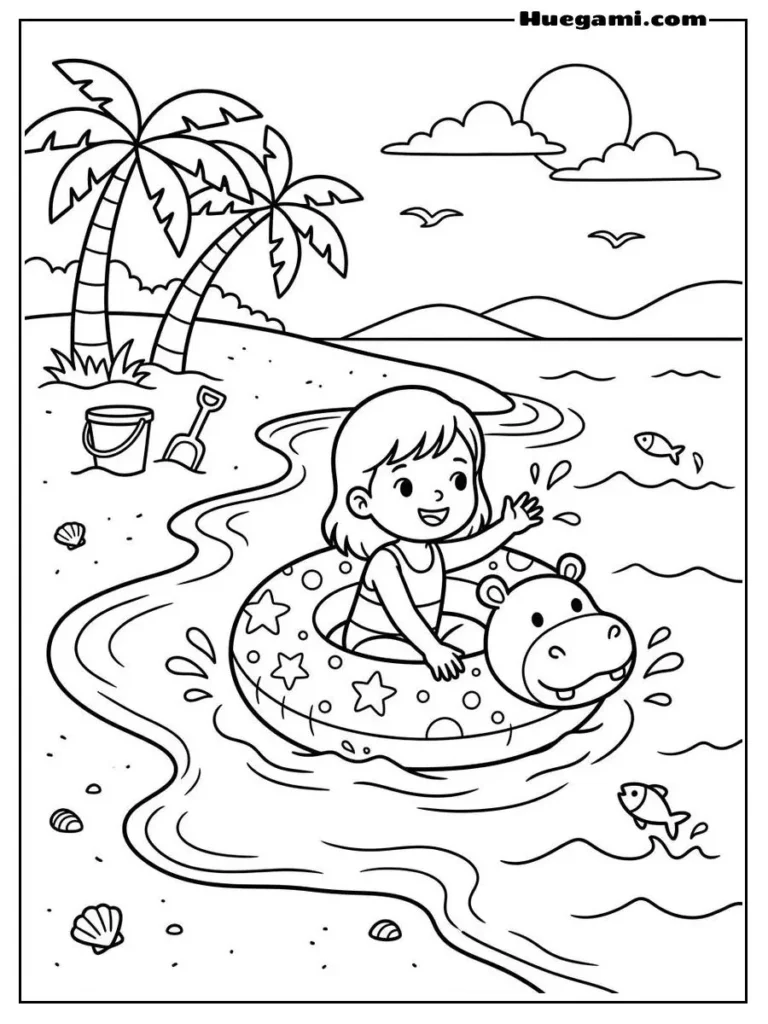 Swimming With A Float Illustration