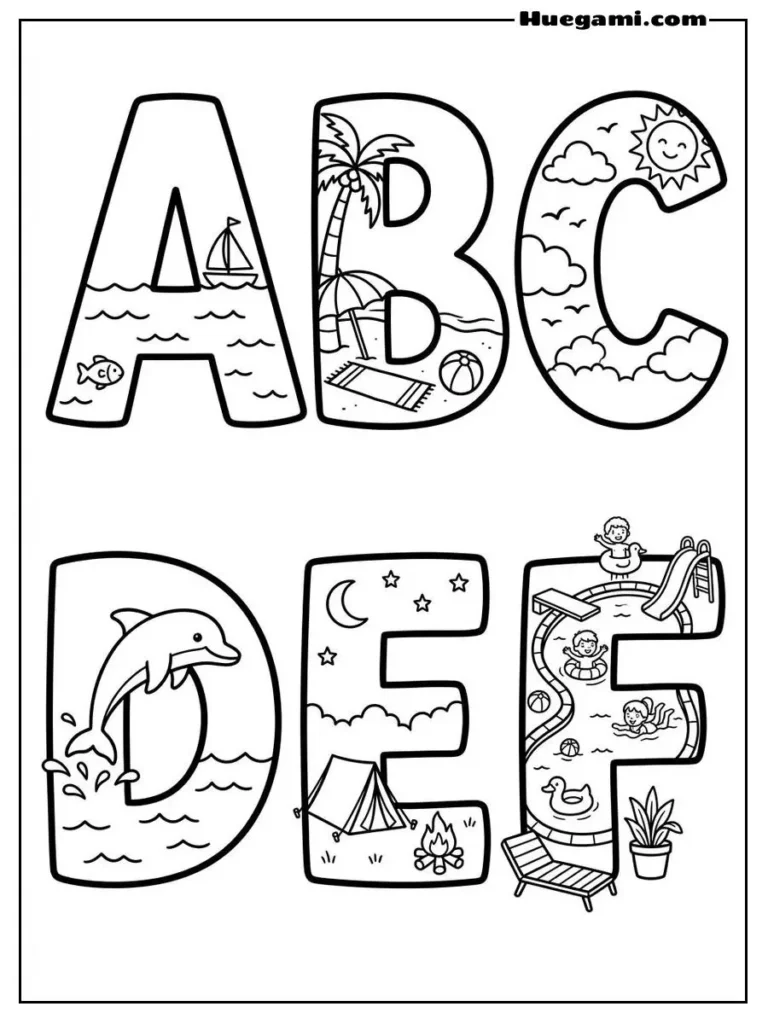 Alphabet Summer A To F Illustration