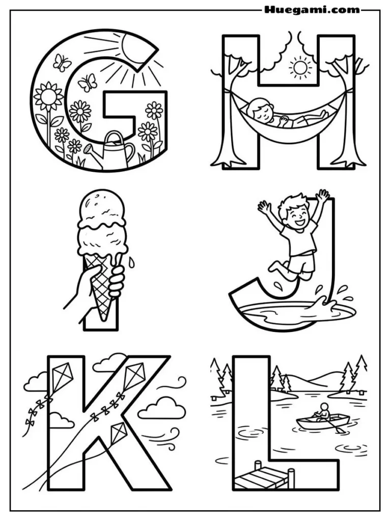 Alphabet Summer G To L Illustration