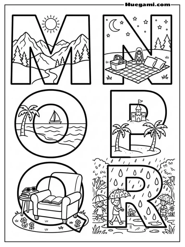 Alphabet Summer M To R Illustration