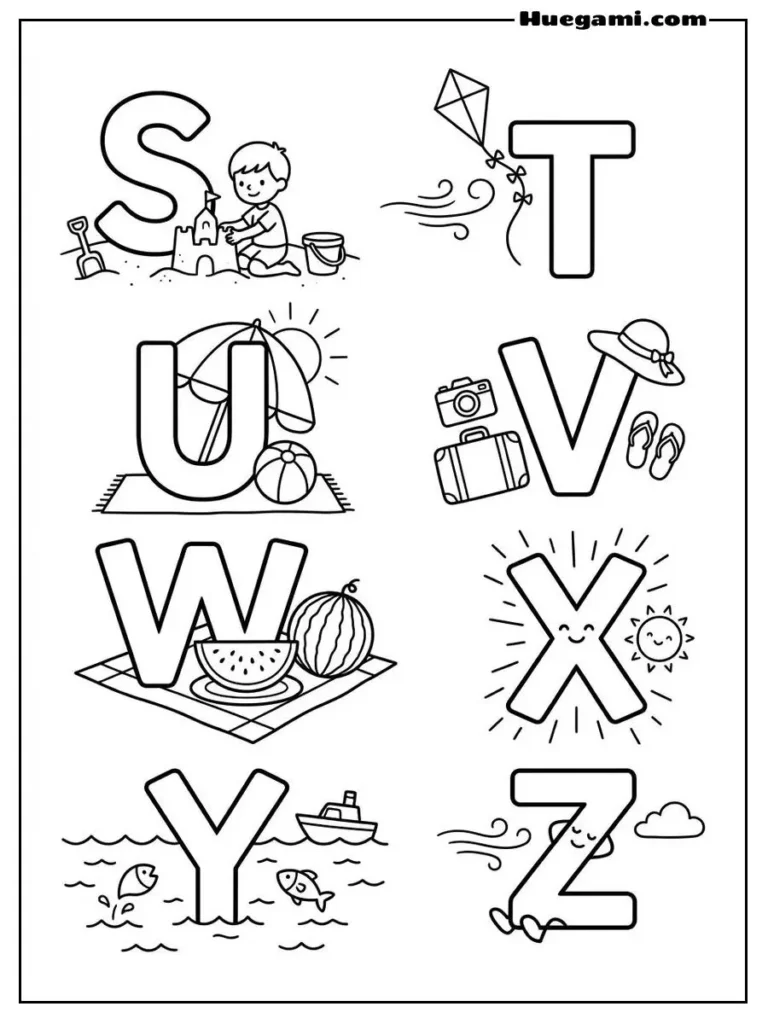 Alphabet Summer S To Z Illustration