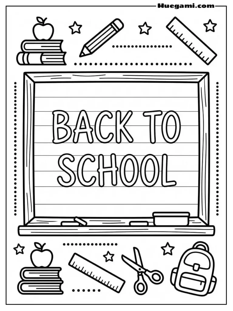 Free Printable Back To School Coloring Sheets for Kids 15 Back To School Blackboard Illustration