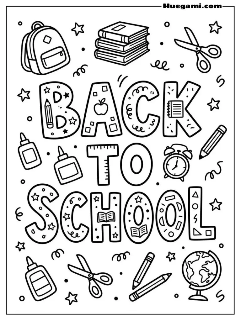 Free Printable Back To School Coloring Sheets for Kids 26 Back To School Doodle Style Illustration