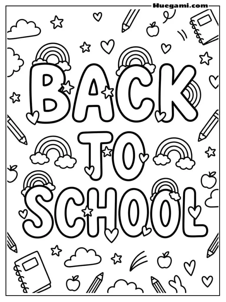 Free Printable Back To School Coloring Sheets for Kids 16 Back To School Rainbow Letters Illustration