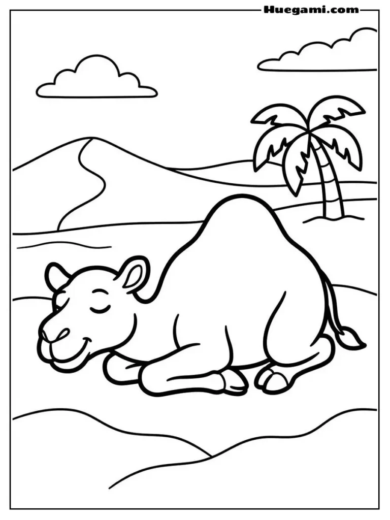 Camel Coloring Sheets: Free Printables for All Ages 6 Camel Resting Peacefully On Sand