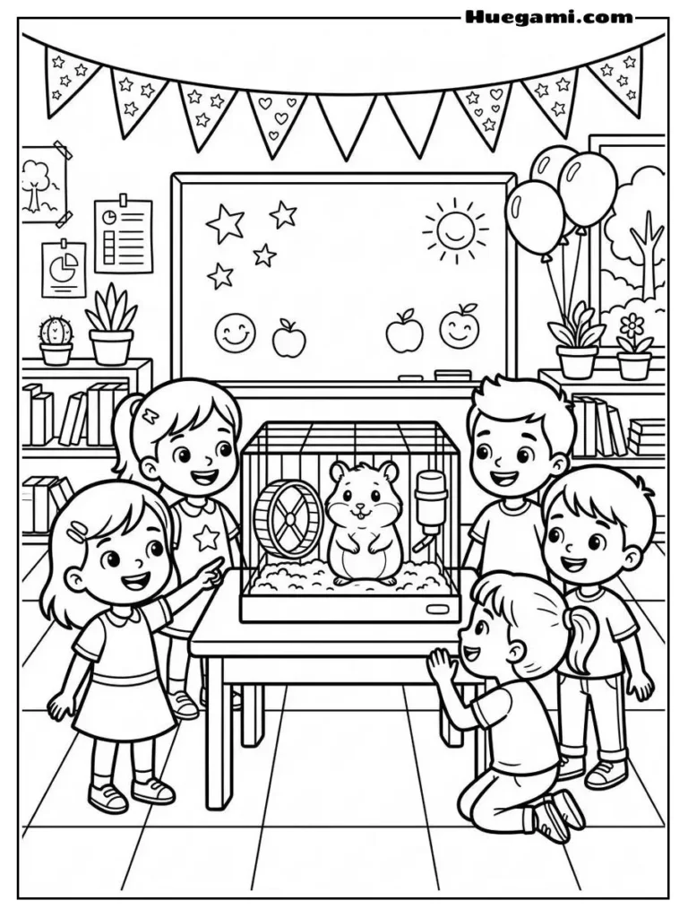 Free Printable Back To School Coloring Sheets for Kids 35 Class Pet Welcome Illustration