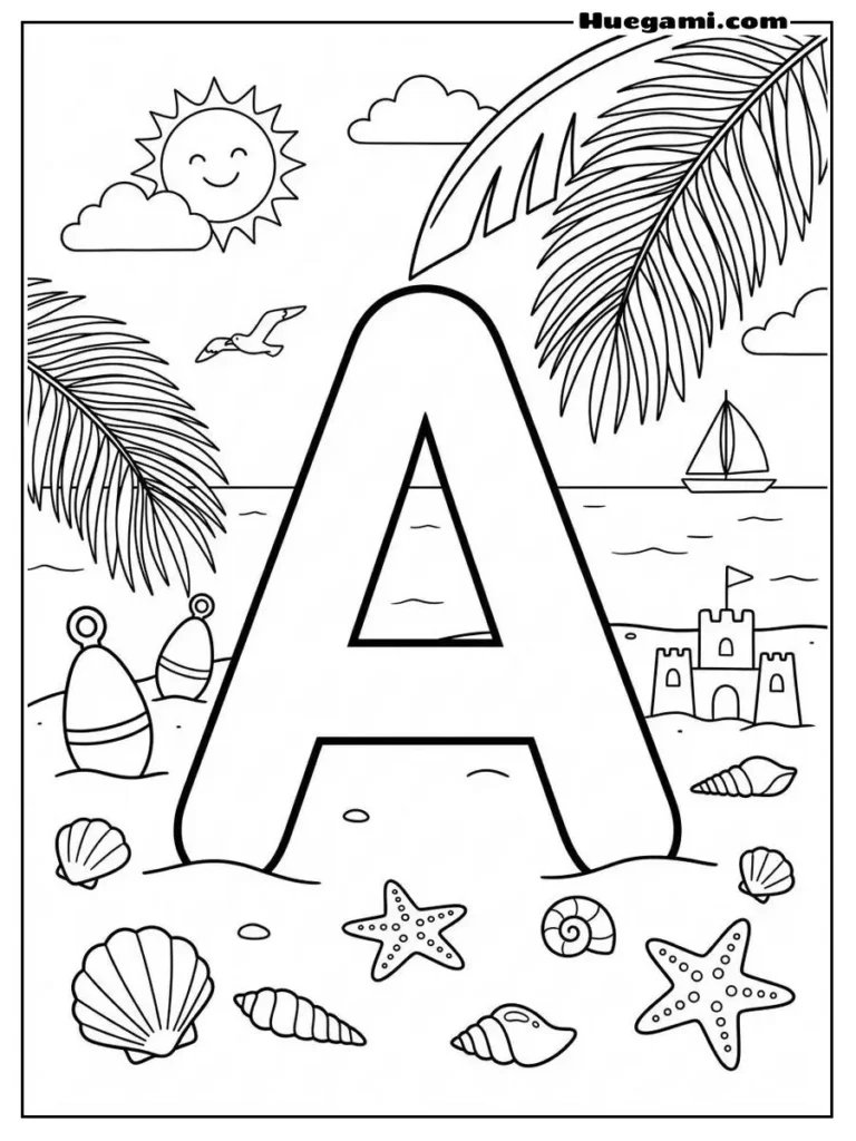 Letter A Summer Beach Illustration