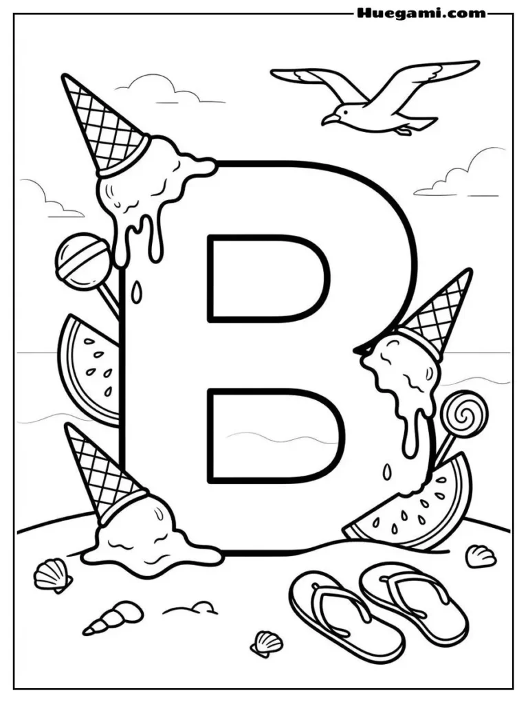 Letter B Ice Cream Delight Illustration