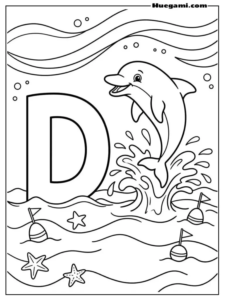 Letter D Dolphin Splash Illustration