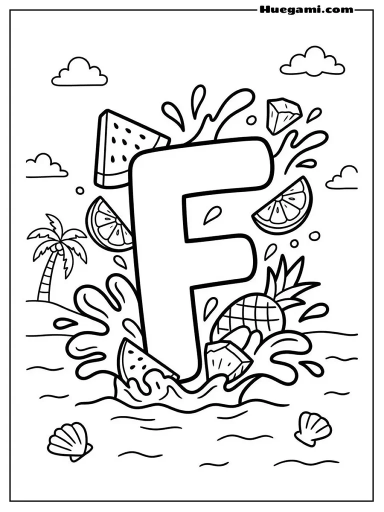 Letter F Fruit Splash Illustration